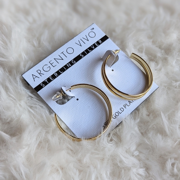 ARGENTO VIVO 18KT Gold Plated Hoops Earrings - Picture 1 of 2